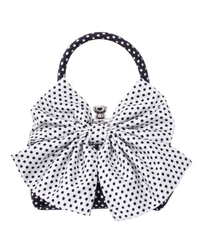 Nina Small Bow Frame Crossbody Bag In Black,white