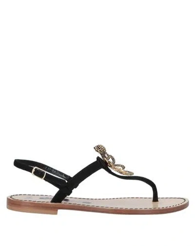 Nina Smith Woman Thong Sandal Black Size 6.5 Soft Leather
