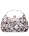 Nina Snake Minaudiere With Crystal Clasp Bag In Ivory Multi