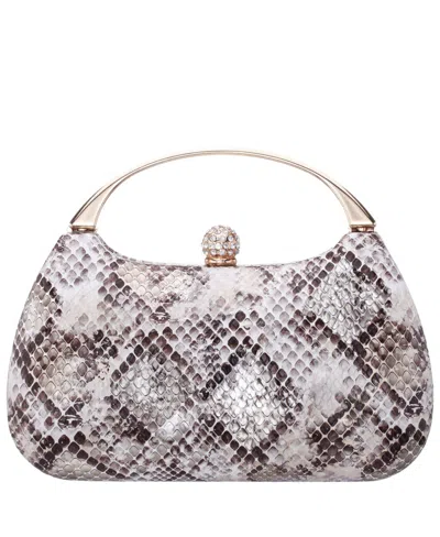 Nina Snake Minaudiere With Crystal Clasp Bag In Ivory Multi