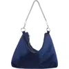 Nina Crystal Embellished Zipper Hobo Bag In Blue