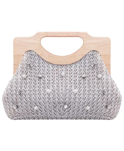 Nina Solei Straw Small Clutch Handbag In Gray