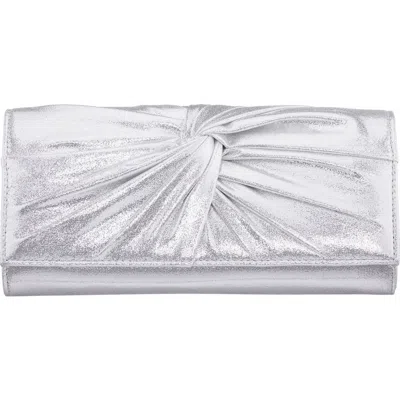 Nina Spirit Metallic Clutch In Silver