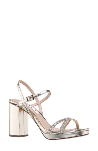 Nina Steven Embellished Platform Sandal In Platino