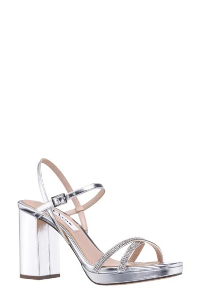 Nina Steven Embellished Platform Sandal In Silver