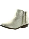 Nina Tabara Womens Metallic Double Zipper Ankle Boots In White