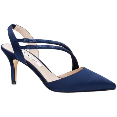 Nina Tansy Womens Metallic Sequined Pumps In Blue
