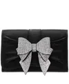 Nina Tiered Crystal Bow Flap Clutch In Black