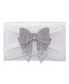Nina Tiered Crystal Bow Flap Clutch In White