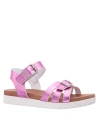 Nina Big Girls Lacey Season Fastening Strap Sandals In Dark Pink