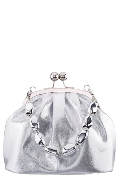 Nina Vespera Frame Clutch In Silver