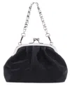 Nina Vintage Style Crystal Handle Frame Clutch In Black