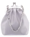 Nina Vintage Style Crystal Handle Frame Clutch In Silver