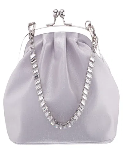 Nina Vintage Style Crystal Handle Frame Clutch In Silver