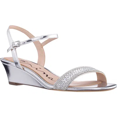 Nina Vonda Ankle Strap Wedge Sandal In Silver