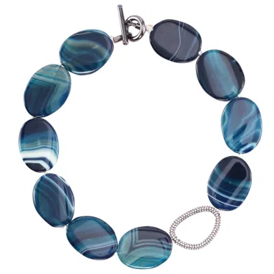 Nina Women's Agate Necklace In Blue