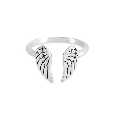 Nina Women's Artisan Angel Wing Ring In Silver In Metallic