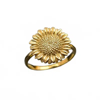 Nina Women's Artisan Sunflower Stacking Ring In Bronze In Gold