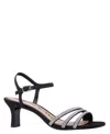 Nina Women's Bettany Mid Heel Crytal Asymmetrical Straps In Black