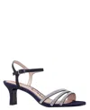 Nina Women's Bettany Mid Heel Crytal Asymmetrical Straps In Navy