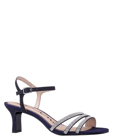 Nina Women's Bettany Mid Heel Crytal Asymmetrical Straps In Navy