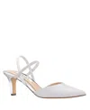 Nina Billie Womens Glitter Pointed Toe Slingback Heels In Platino