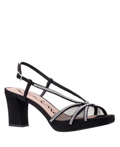 NINA WOMEN'S BONNEY RHINESTONE SQUARE TOE DRESS SANDALS