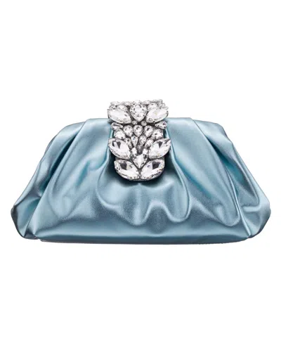 Nina Women's Crytal Frame Snap Clutch In Icy Blue