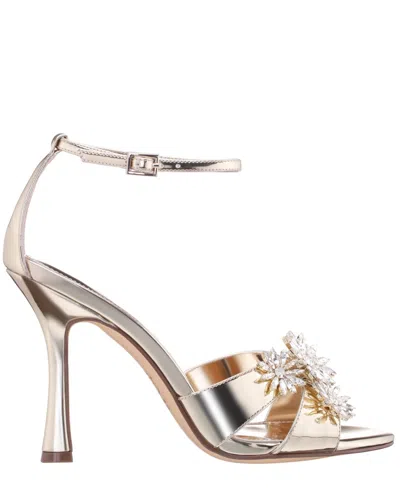 Nina Women's Dawn Dress Sandal With Crystal Flowers In Platino