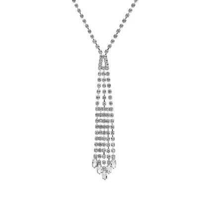Nina Women's Della Swarovski Crystals Necklace In White In Silver