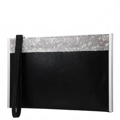 Nina Women's Divine Reflective Suedette Crystals Wristlet Clutch In Black