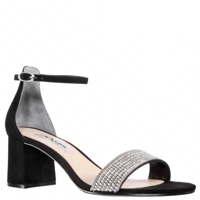 Nina Women's Eloise Heels In Black Glam Suede In Silver