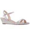Nina Flora Ankle Strap Wedge Sandal In Platino