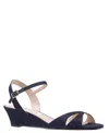 Nina Flora Ankle Strap Wedge Sandal In Navy