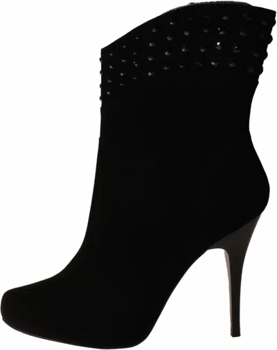Nina Women's Lillian Stiletto Boot In Black Micro Fabric