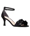 Nina Women's Lisa Mid Heel With Ruffle Sandal In Black