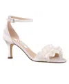 Nina Women's Lisa Mid Heel With Ruffle Sandal In Ivory