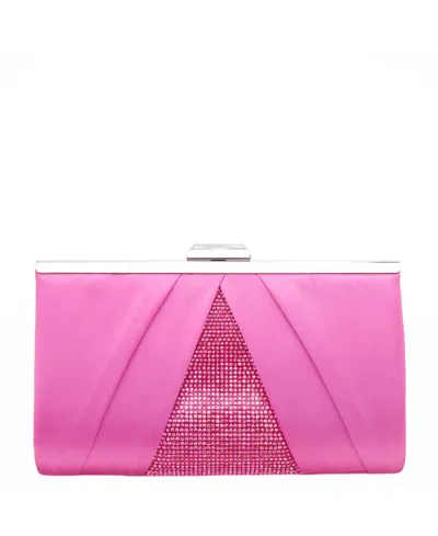 Nina Women's Pleated Stain Crystal Frame Clutch