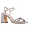 Nina Quella Womens Glitter Criss-cross Slingback Sandals In Latte