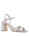 Nina Quella Womens Glitter Criss-cross Slingback Sandals In Silver