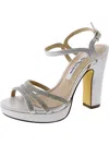 Nina Womens Ankle Strap Ebellished Platform Sandals In Silver