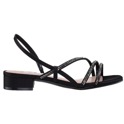 Nina Womens Block Heel Man Made Ankle Strap In Black