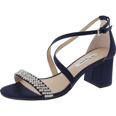 Nina Womens Embellished Block Heel In Blue