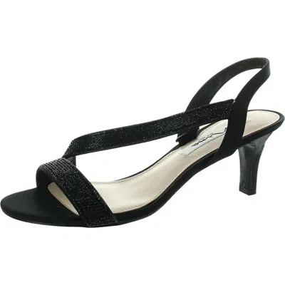 Nina Womens Embellished Leather Slingback Heels In Black
