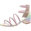 Nina Womens Embellished Patent Leather Block Heels In Multi