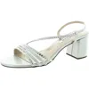 Nina Womens Rhinestone Leather Strappy Sandals In Silver
