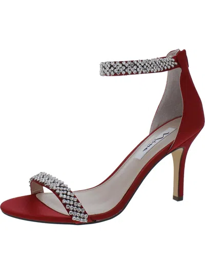 Nina Womens Leather Open Toe Pumps In Red