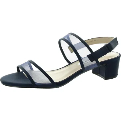Nina Womens Mesh Inset Leather Slingback Heels In Blue