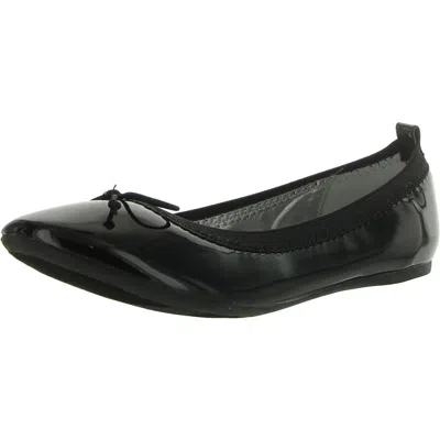 Nina Womens Patent Round Toe Ballet Flats In Black