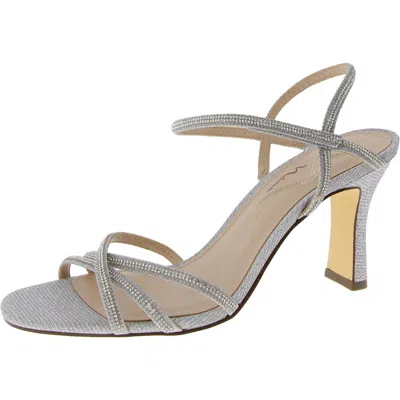 Nina Womens Rhinestone Adjustable Ankle Strap In Silver